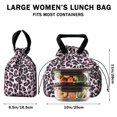 thumbnail image 5 of Pink and Black Of Leopard Print Drawstring Lunch Bag Women - Drawstring Lunch Bag Insulated for Work Office - Stain-Resistant Large Lunchbags for Women with Multi-Pockets, 5 of 6