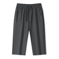 thumbnail image 2 of SNKSDGM Women Solid Ice Silk Capri Pants, Drawstring Elastic Waist Zip Pocket Summer Casual Cropped Trousers Grey XXXL, 2 of 3
