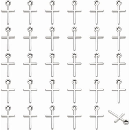 50Pcs Tibetan Style Cross Charms 12.5mm Alloy Antique Silver Cross Pendants Mini Metal Cross Bead Pendants Cross Dangle Pendants
