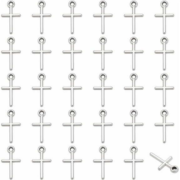 50Pcs Tibetan Style Cross Charms 12.5mm Alloy Antique Silver Cross Pendants Mini Metal Cross Bead Pendants Cross Dangle Pendants