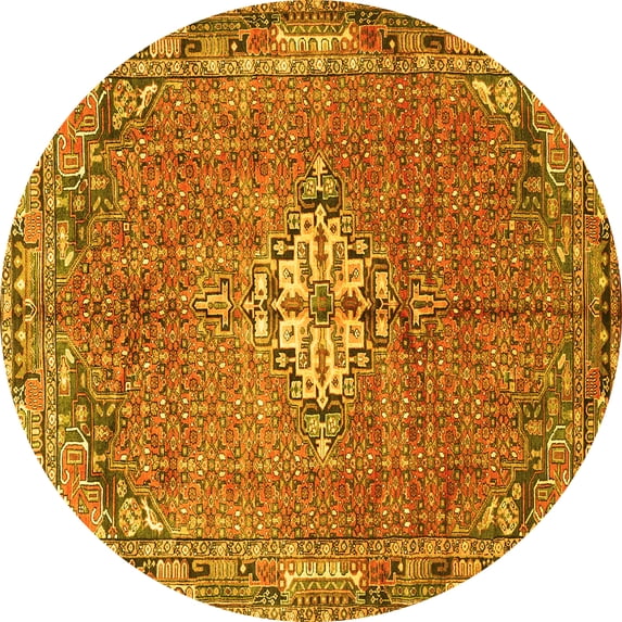 Ahgly Company Indoor Round Persian Yellow Traditional Area Rugs, 7' Round