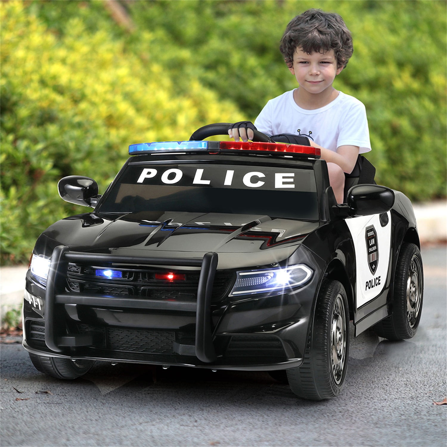 CIPACHO 6V Kids Ride On Police Car, RC Electric Vehicle Toy with Spring Suspension, MP3, Horn, Siren Flashing Light, Black CIPACHO 6V Kids Ride On Police Car, RC Electric Vehicle Toy with Spring Suspension, MP3, Horn, Siren Flashing Light, Black