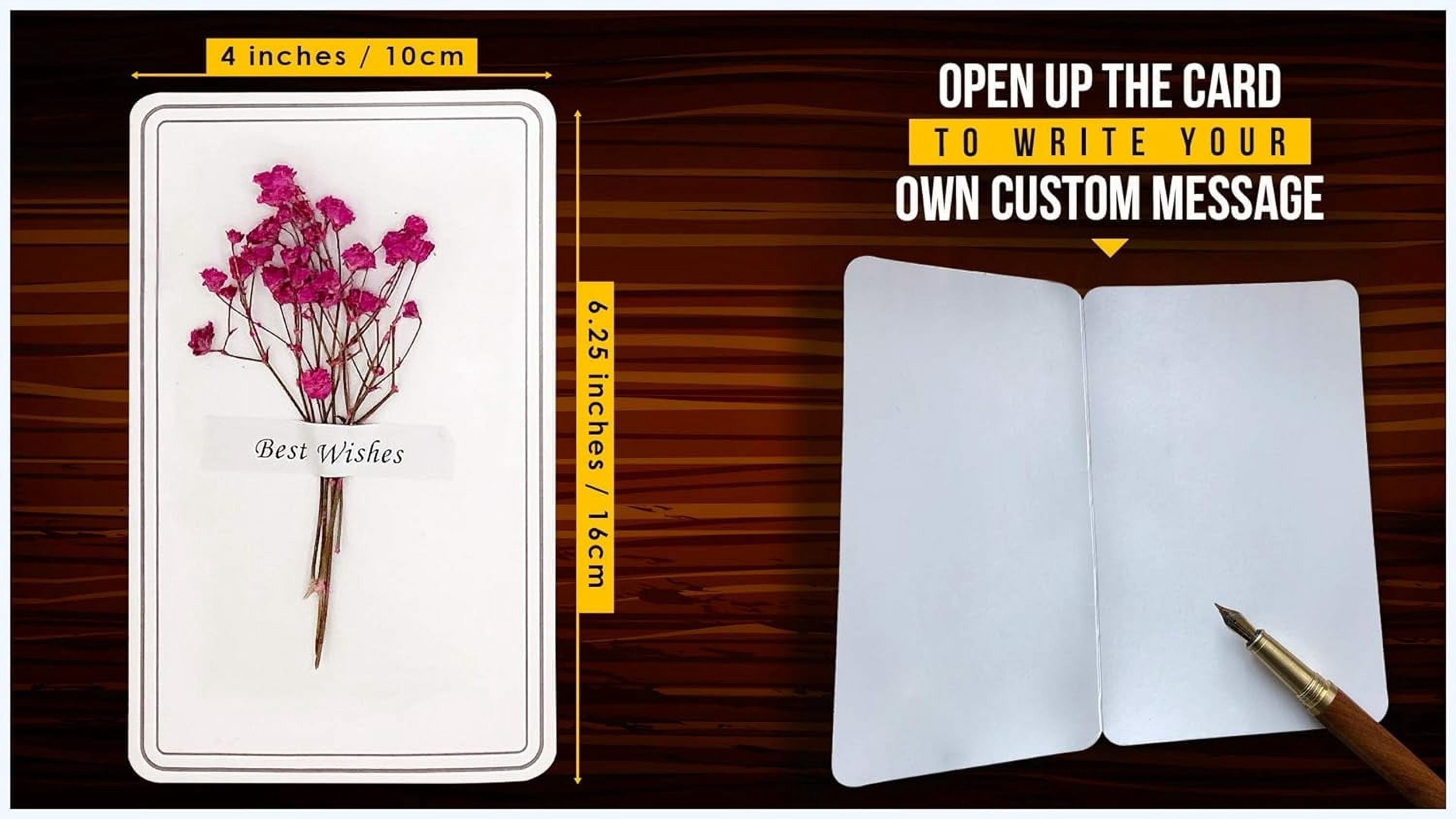 Handmade Real Flower Greeting Cards For All Occasions With Envelopes, Great For Personalized Thinking of You Cards, Unique Thank You Cards, Cute Note Cards