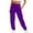 Purple, variant on KDFJPTH Long Pants for Women Ladies Solid Color Drawstring Elastic Waist Casual Loose Foot Sweatpants