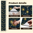 thumbnail image 5 of Floral Peel and Stick Wallpaper 17.7in x 9.8ft Golden Celestial Sun Moon Peacock Feathers Deep Blue Contact Paper Vinyl Waterproof Self Adhesive Wall Paper for Bedroom Shelf Cabinet Renter Friendly, 5 of 8