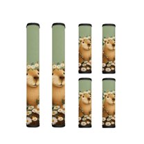 ZIATUBLES Capybara Daisy Print Refrigerator Door Handle Wraps Set of 6 Lightweight Neoprene Kitchen Appliance Decor Replacement Sturdy Handle Covers Fit Fridge Microwave Oven