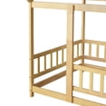 thumbnail image 3 of Noble House Gaiety Twin Size House Floor Bed for Kids, Rubber Wood Frame with Roof and Fence Guardrails, Natural, 3 of 13