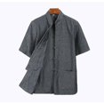 thumbnail image 1 of CottonTangSuitTopMenSummerKungFuTaiChiUniformShirtBlouseShortSleeveTraditionalChineseClothes, 1 of 2