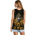 thumbnail image 2 of FUIALDOLG Sunflower Wolf Workout Tank Tops for Women Lady Cute Sunflower T-shirt Summer Casual Basic Slim Fit Tops Lady V Neck Sleeveless T-shirts Soft Pleated Tunic Shirts Y2K Clothes,5XL, 2 of 7