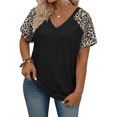 thumbnail image 3 of WellSize Plus Size Womens T Shirts Color Block V Neck Tops Casual Summer Short Sleeve Tunic Blouses, 3 of 8