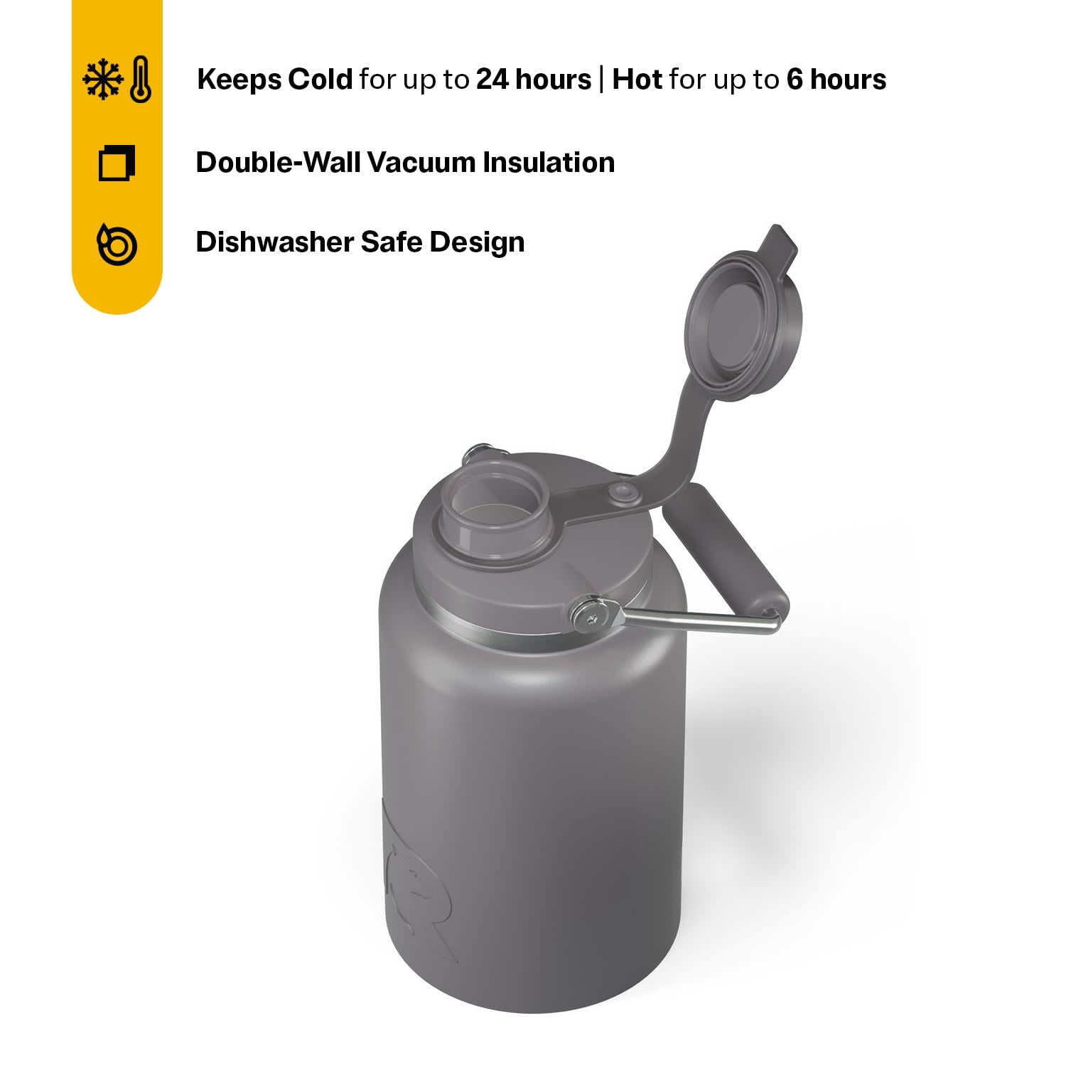 RTIC Half Gallon Ceramic Lined Insulated Outback Water Bottle Jug, Leak Proof, Graphite