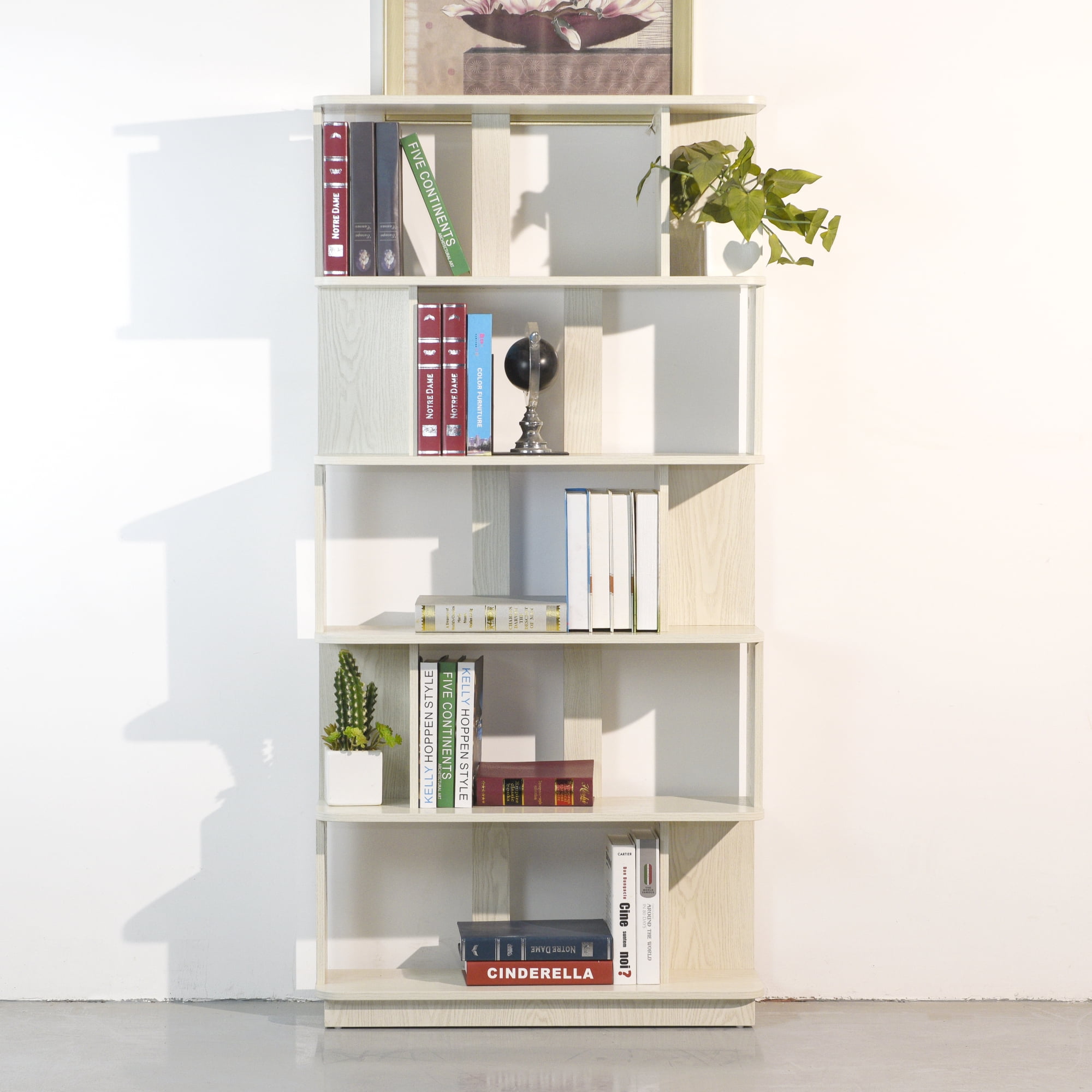 Leumius 5 Tier Open Storage Bookcase,Free Combination Bookshelf,Wood Display Shelving for Living Room Home Office Bedroom Decor Organizer,31.5" L x 64.56" H,White