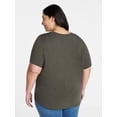 thumbnail image 3 of Terra & Sky Women's Plus Size Crewneck Tee with Short Sleeves, Sizes 0X-5X, 3 of 5