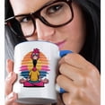 thumbnail image 2 of 3drose, Funny Cool Pink Flamingo Bird Meditating Yoga at Sunrise Graffiti, 15oz Two-tone Blue Mug, 2 of 6