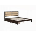 thumbnail image 4 of King Size Rubber Wood Storage Bed with Rattan Headboard, Espresso, for Bedroom, 4 of 26