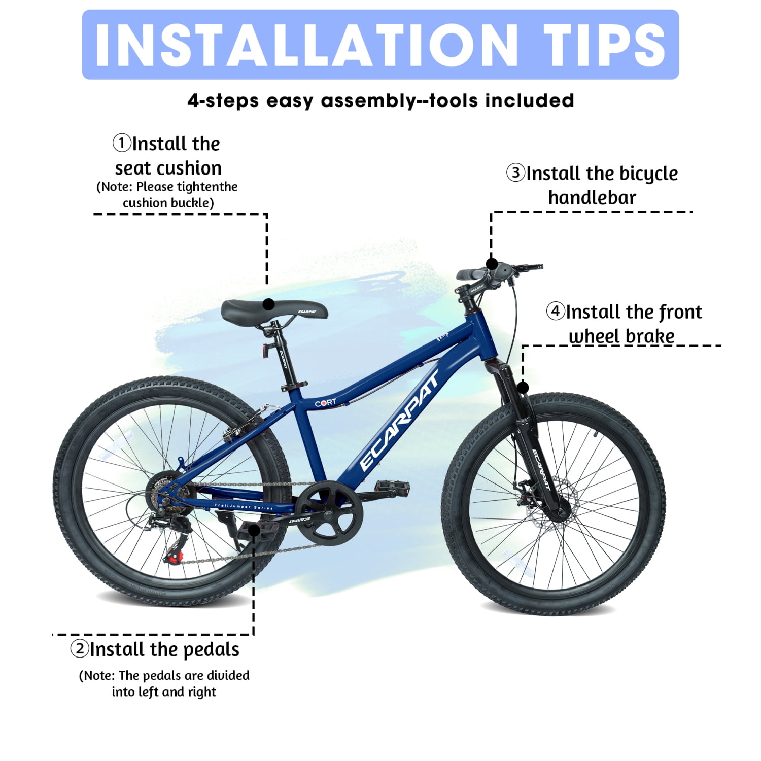 Ambifirner 24 Inch Mountain Bike with 7 Speeds & Front Suspension Durable Steel Frame, Alloy Rims & Disc Brakes Multiple Colors