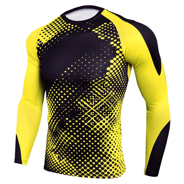 Hombres Camisas de manga larga O-cuello Raglan Impreso Elástico Deportes de secado rápido