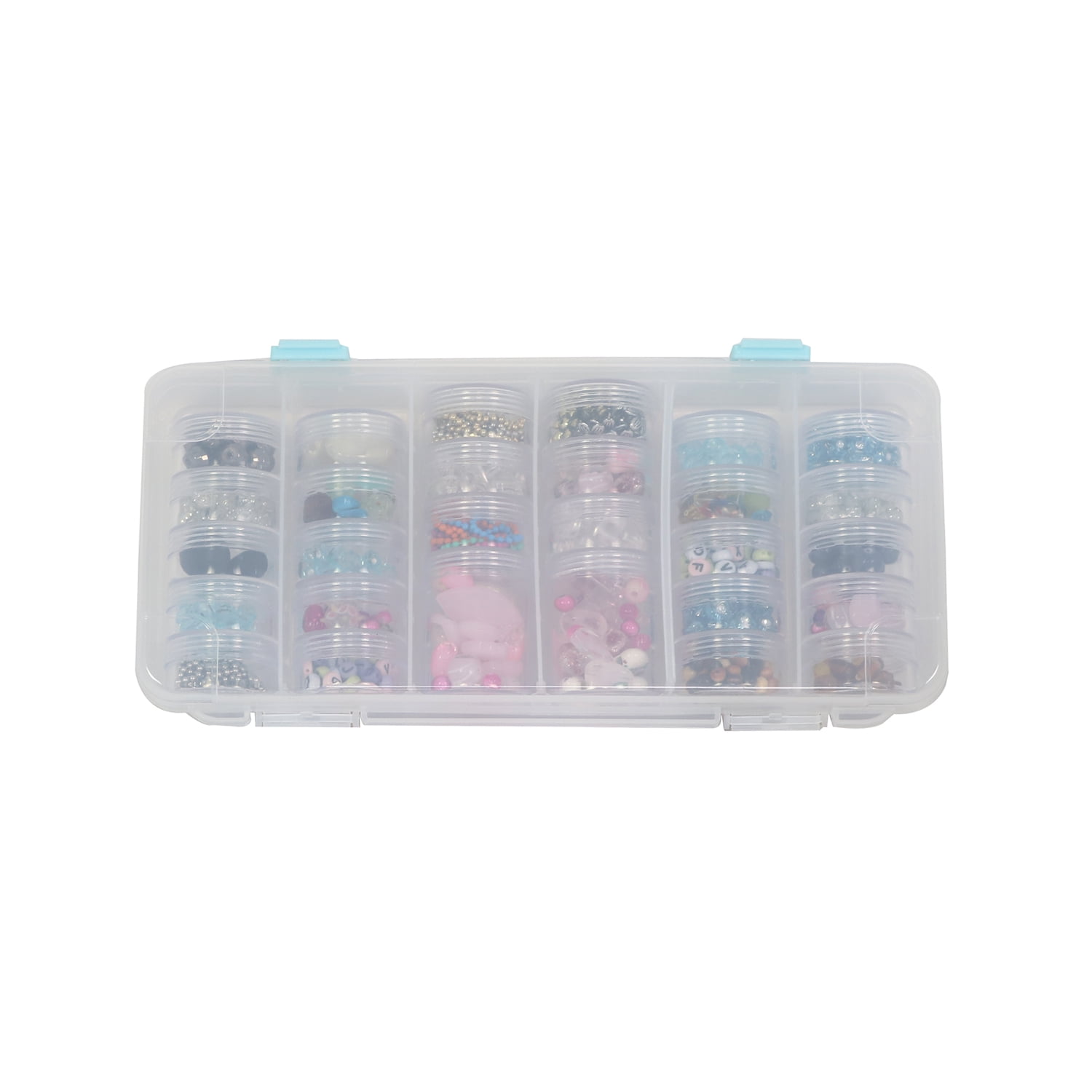 (3 pack) Everything Mary Clear Plastic Bead Storage Case with 28 Jars – Jewelry Making & Craft Organizer Box