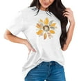 thumbnail image 2 of Tittly T Shirts for Women Tshirts Shirts Womens Dandelion Graphic T Shirts Teen Cute Sunflower Print Casual Tops Graphic Tees Summer Tops White XL, 2 of 4