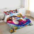 thumbnail image 3 of Homewish Kawaii Cat Kitten Full Size Comforter Sets,Colorful Daisy Floral Bedding Comforter Set,Dreamy Blue Butterflies Bedding Sets For Girls Kids,Microfiber Bedroom Decor Reversible,3pcs, 3 of 8
