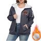 thumbnail image 4 of Sudadera informal con capucha y manga larga para mujer, estilo navideño, de gran tamaño, color liso, con cremallera, capucha y forro polar grueso, chaqueta de manga larga con hombros descubiertos, blu, 4 of 4