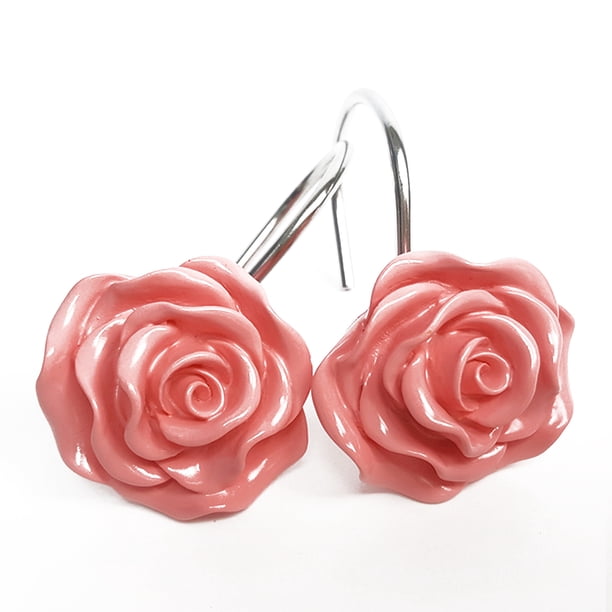 Ganchos para cortina de ducha Yuarrent Accesorios de baño Rosado 2 piezas