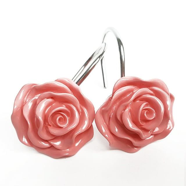 Accesorios de ganchos para cortina de ducha Kearding fijador Universal rosa 2 piezas