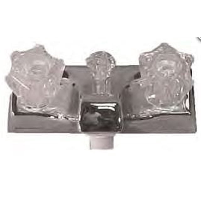 LaSalle Bristol Faucet 20351W21 Used For Bathtub; Single Piece 4 Inch With Deck Mount Tub/Shower Diverter; 2 Smoked Acrylic Knob Handle; White; Plastic