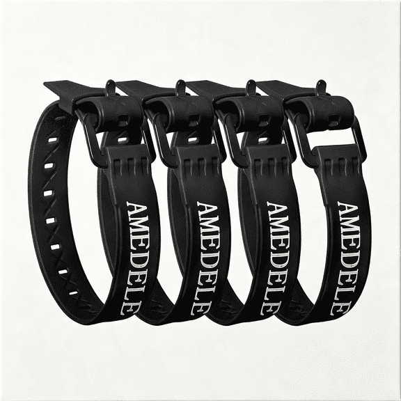MISSMILE 4 Pack 22" Rubber Tie Down Straps,Quick Lashing Straps with S|Tpu Material,Adjustable Utility Tension Straps,Simple Straps for Securing Bike Moto Luggage,Garden Hoses,Skis,Cables Black