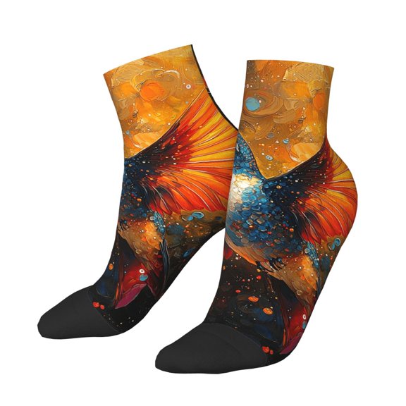 Low Cut Unisex Novelty Crew Socks Casual Ankle Socks for Men Women, Hummingbird Psychedelic Abstract
