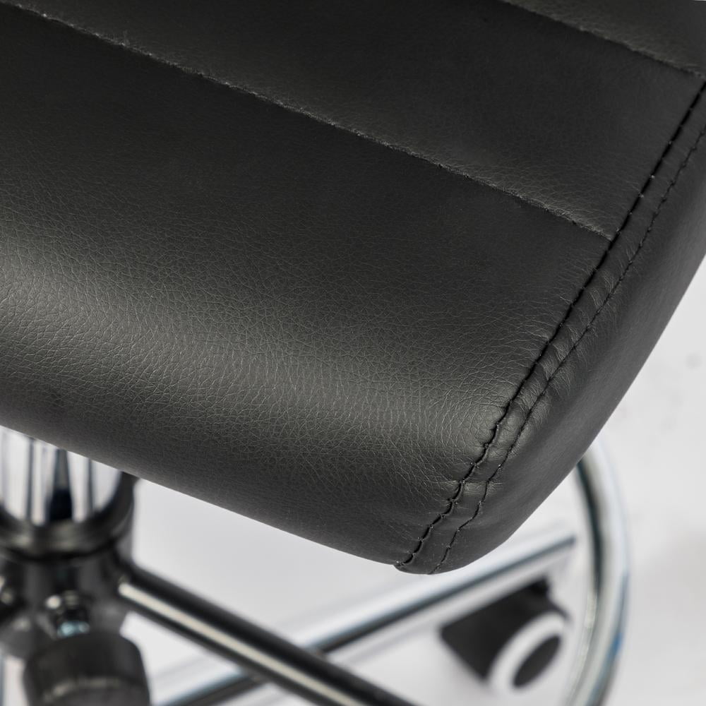 Okeysen Tall Drafting Desk Chair, Urban Adult Leather Armless Office Chair, Adjustable Foot Ring, Black (Set of 1)
