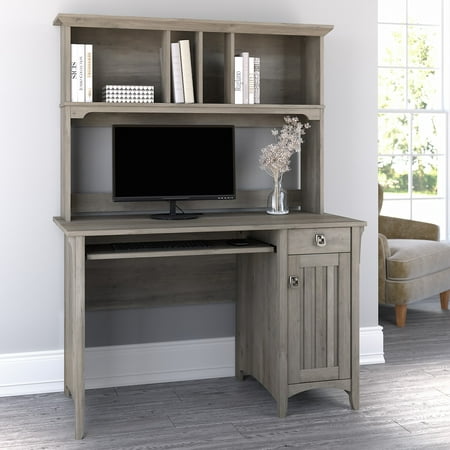 Bush Furniture Salinas Mission 48" Computer Desk & Hutch with Box Drawer and Storage Cabinet in Driftwood Gray