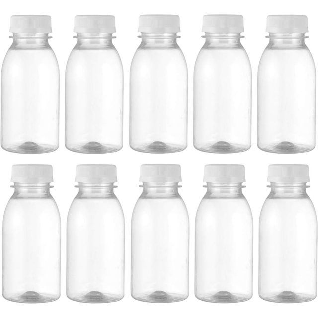 Botellas de Plástico ZHAOCHENG 10 Uds. 250ML Transparentes con Tapas