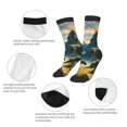 thumbnail image 3 of Zufioo Valley River Dinosaur Print Children's Mid-tube Socks, Contrast Color High Elastic Sports Socks - Sweat-absorbent, Warm, Suitable for Children Aged 6-10, 3 of 5