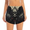 thumbnail image 2 of Hirioo Vintage Winged Rose Skull for Women's Double Layer Athletic Shorts High-Performance Gym Shorts with Inner Pocket, Elastic Waistband-Large, 2 of 7
