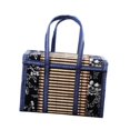thumbnail image 2 of Cesta tejida de bambú, cesta de regalo con asas dobles, asa , cesta de picnic, cesta de almacenamiento de alimentos versátil para fiestas, azul, 2 of 9