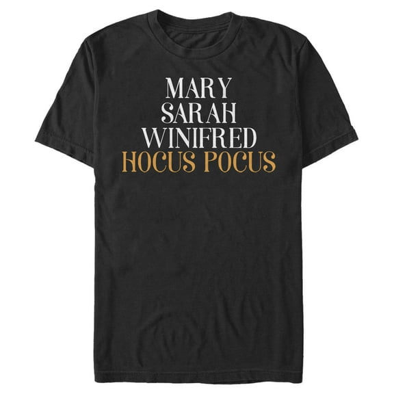 Men's Hocus Pocus Sanderson Sister Names Graphic Tee Black X Large