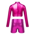 thumbnail image 2 of CHICTRY Girls Shiny Metallic Sports Suit Long Sleeve Crop Top with High Waist Shorts Modern Hip-hop Dance Outfit Set Hot Pink 10, 2 of 6