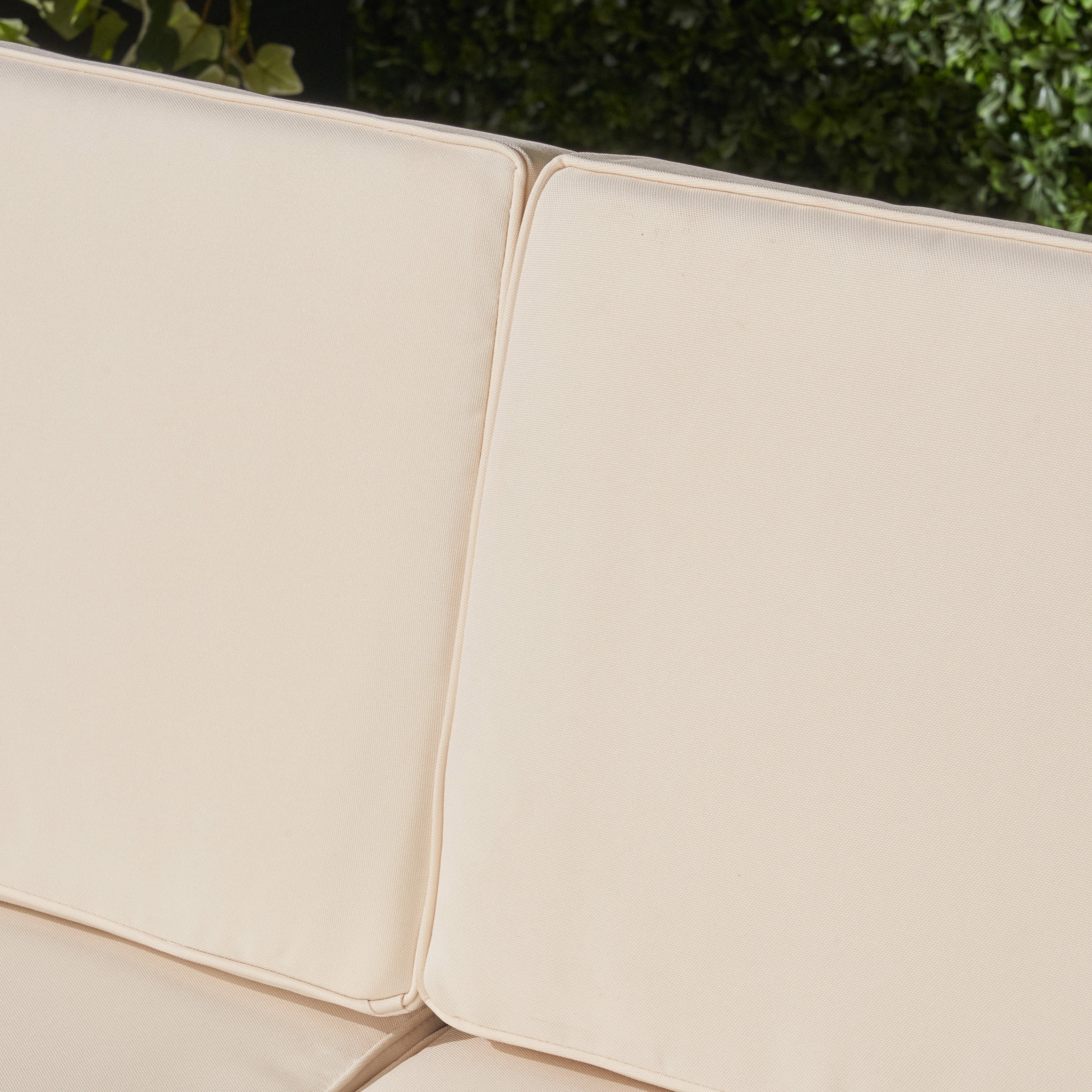 Wilcox Outdoor Acacia Wood Loveseat and Coffee Table Set with Cushions, Teak, Beige