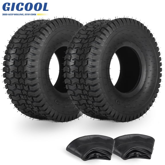 2-Pack 15x6.00-6 Tire & Inner Tube Set for Riding Lawn Mower, TR-13 Valve Stem