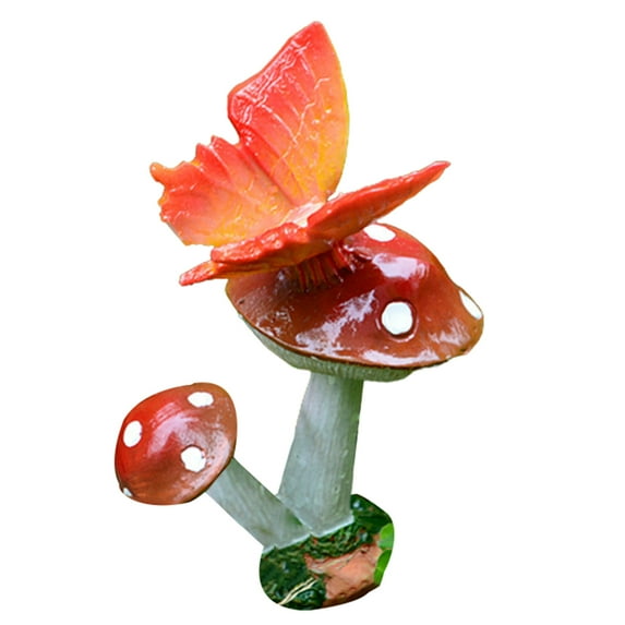 Fairy Garden Miniatures Decoration Orange Mushroom Resin DIY Garden Ornament Micro Landscape Mini Dollhouse