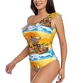 thumbnail image 2 of Haiem Animals on Noah's Ark1 Women's One Piece Swimsuits Tummy Control One Shoulder Bathing Suits Ruffle Swimwear-Small, 2 of 8