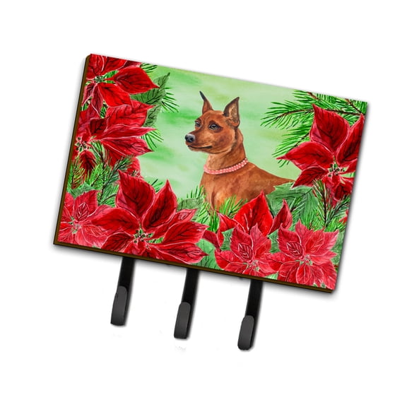 Miniature Pinscher Poinsettas Leash or Key Holder