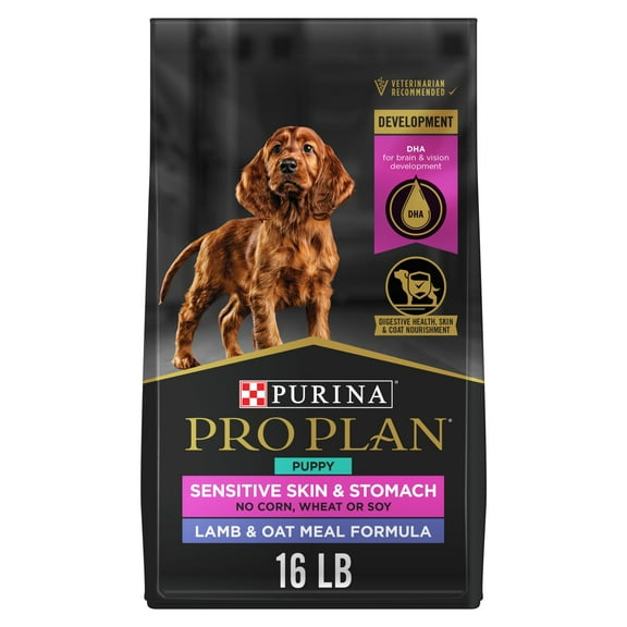 Purina Pro Plan Sensitive Skin and Stomach Puppy Food with Probiotics, Lamb & Oatmeal Formula, 16 lb. Bag