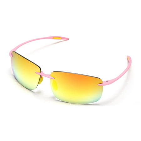 Ultra-Light Flex TR90 Sport Sunglasses Pink With Gold Mirror lens - Pink