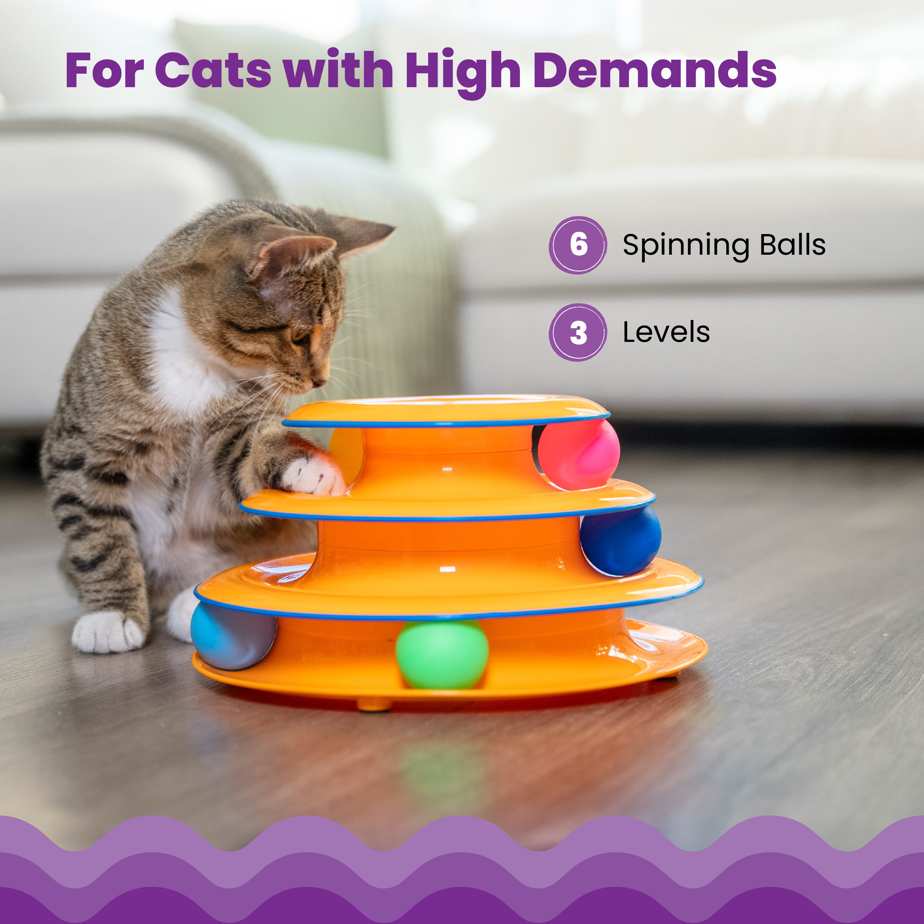 Catstages Tower of Tracks Interactive Cat Toy, 6 Balls photo 3