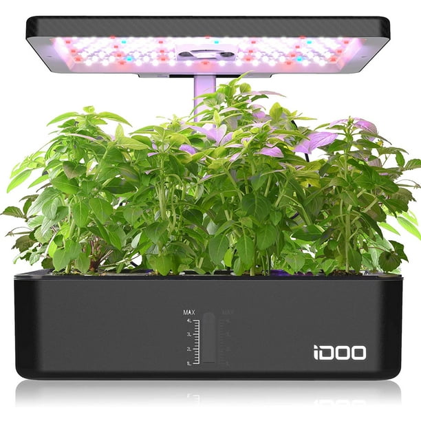 iDOO 12Pods Indoor Herb Garden Kit Hydroponics Growing System with LED Grow Light