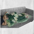thumbnail image 5 of Orchids Soft Flannel Fleece Throw Blanket, Print of Tropical Bouquets Botanical Flourish Essence of Jungle, Cozy Plush for Indoor and Outdoor Use, 60" x 80", Mint Green and Forest Green, by Ambesonne, 5 of 5