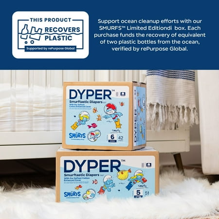 DYPER Cotton-Enhanced Diapers Smurfs Edition, Size 6, 42 Count (Select for More Options)