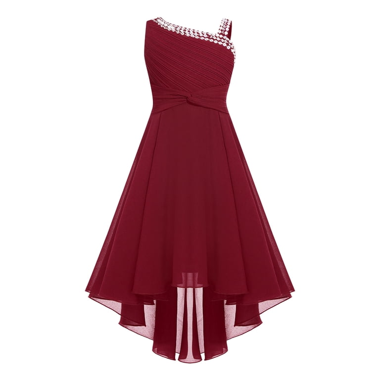 blue dress for baby girl Maroon Princess Polka Dot Prom Dress